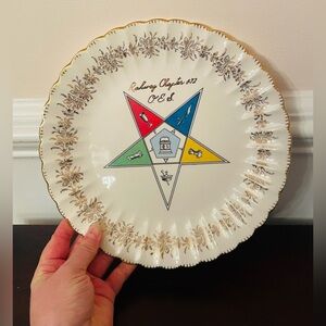Vintage Pair of: Order of the Eastern Star Plates- Rahway Chapter, 23K Gold Trim
